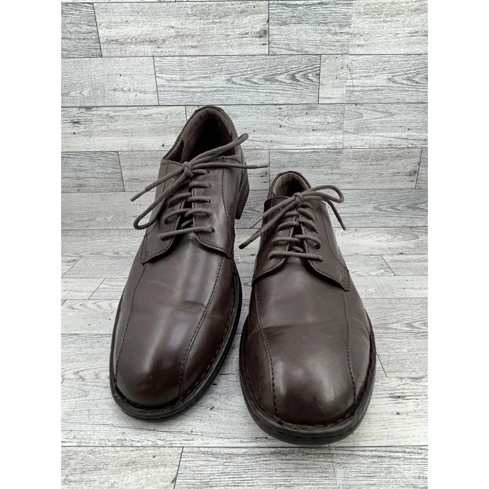 Born Mens Brown Leather Bicycle Toe Oxford Dress Shoes H14052 Size‎ 11.5M
